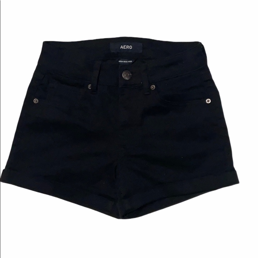 Aeropostale black high rise midi jeans shorts.